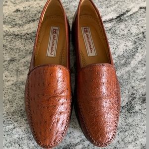 Sandro Moscoloni Mens Genuine Ostrich Loafers Brown Size 8 Laquil Vintage